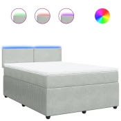 vidaXL vidaXL Box spring postelja z vzmetnico svetlo siv 140x190 cm žamet, (21309457)