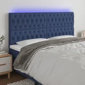 Vidaxl vidaXL Vzglavje postelje z LED modro 200x7x118/128 cm blago
