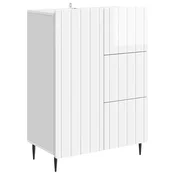 Vidaxl Strani šal Bela visok sijaj 66 x 34,5 x 91,5 cm Inženirski les