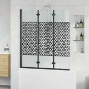 vidaXL Obloga za tuš Črna in prozorna 130 x 130 cm kaljeno steklo