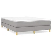 Vidaxl Posteljni okvir z vzmetmi svetlo siv 140x200 cm tkanina