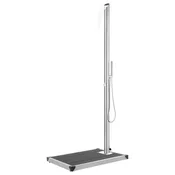 shumee vidaXL Vrtni tuš s sivim podstavkom 225 cm nerjaveče jeklo