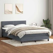 vidaXL Box spring posteljni z vzmetnico temno siv 160x210 cm žamet