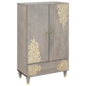 Highboard Siva i zlatna 60 x 33 x 100 cm Cvrsto drvo manga