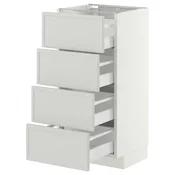METOD / MAXIMERA Podni element 4 fronta/4 fioke, bela/Aspudden svetlosiva, 40x37 cm