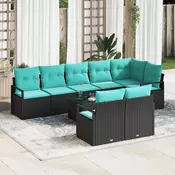 vidaXL vidaXL Kavčna garnitura 9 pcs Črna poli ratan, (5000153599)