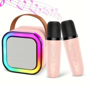 slomart ATL Karaoke set Bluetooth zvočnik + 2 mikrofona, roza