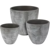ProGarden ProGarden KO-066900340 Set 3 keramičnih cvetličnih lončkov sive barve