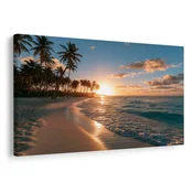 Slika tropska plaža ob sončnem zahodu - 30x20