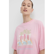 Pamucna majica Roxy za žene, boja: ružicasta, ERJZT05692