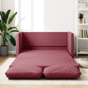 Vidaxl Talni raztegljiv kavč 2 v 1 vinsko rdeča 112x174x55 cm blago