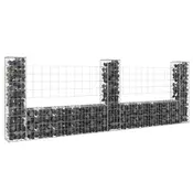 vidaXL Gabion košara U-oblike s 3 stebri železo 260x20x100 cm