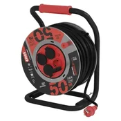Zunanji kolutni podaljšek 50 m/4 vtičnice/črni/guma-neopren/230V/1,5 mm2