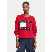 Tommy Jeans Pulover Flag DW0DW23450 Rdeča Regular Fit