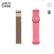JUST IN CASE 2u1 Narukvica 20mm pink MILANESE + pink tekstil