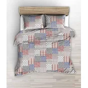 Posteljnina iz seersuckerja 160x200, vzorec, bordo temno moder karo patchwork