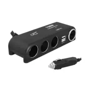 Avto adapter LTC 4 vtičnice 120W, 2xUSB 1,2A, 12/24V, črna barva