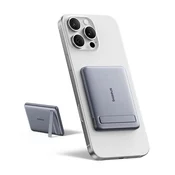 KJB Magnetna prenosna baterija 5.000 mAh s stojalom, USB-C do 20 W, siva