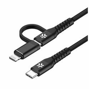 slomart kabel usb-c celly usbc2in1bk 2 m črna