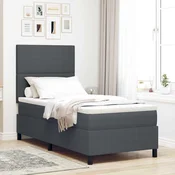 LED Box Spring Krevet Tamno siva i bijela 100 x 200 cm