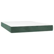 Vidaxl Vzmetnica z žepkasto vzmetjo srednje trdote temno zelena 120x210x20 cm žamet