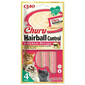NEW INABA CHURU HAIRBALL Chicken - priboljšek za mačke - 4x14g (56g)