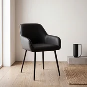 Stylife NIHAJNI STOL, kovina, usnje črna