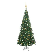 Vidaxl Umetna osvetljena novoletna jelka z bunkicami L 240 cm zelena