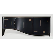 Casa Padrino luxury Art Deco sideboard dark blue/black/brass 195 x 55 x H. 75 cm - Noble solid wood cabinet - Art Deco furniture - Hotel furniture - Luxury furniture