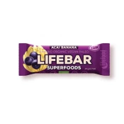 Lifefood Lifebar acai ploščica z banano BIO, RAW, 40 g