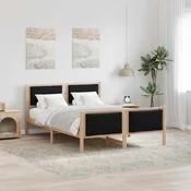 Krevetna konstrukcija s uzglavljem Crna 135 x 190 cm tkanina