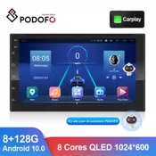 Podofo Car Radio Android 10.0 8G 128G 2 Din Android Auto Carplay AI Voice Control Wifi 4G Universal 7 Inch Car Multimedia Player