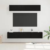 Set TV komoda Zidne 5 pcs Crni hrast Konstruirano drvo