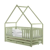 Drveni djecji krevet Magic s dodatnim krevetom i ladicom - olive - 180x80 - Bez madraca