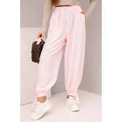 Kesi Włoski Womens trousers with wide legs and ties at the bottom candy pink