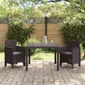 vidaXL vidaXL vrtna jedilna garnitura set 3 rjava plastični rattan trda, (22067824)