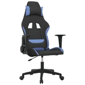 Vidaxl Masažni gaming stol črno in modro blago