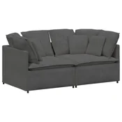 Vidaxl Modularni kavč z blazinami, žametno blago, temno siv