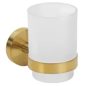 X-ROUND GOLD stensko držalo za kozarec, mat steklo, zlata mat barva - Zlata mat barva - 70x95x105 mm - Sapho - X-ROUND - 24 - Medenina; steklo - Držalo za kozarec - Krožni - PVD premaz - 70 - 95 - 105 - 14