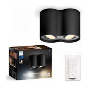 Philips - LED Zatemnitveni reflektor Hue PILLAR 2xGU10/4,2W/230V + Daljinski upravljalnik črna