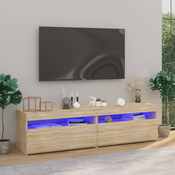 TV ormarici s LED svjetlima 2 kom boja hrasta 75 x 35 x 40 cm