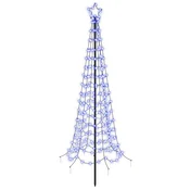 Vidaxl Spiralna božična jelka z LED lučkami in klinom EKENAS 180 cm