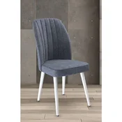 Hanah Home set trpezarijskih stolica Platinum 6 kom, dimno siva tkanina Jerry, bele metalne noge