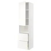 METOD/MAXIMERA Visoka omara za mv pečico+1 vr/2 pr, bela/Vallstena bela, 60x60x240 cm