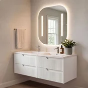 Skye Decor Set kupatilskog ormarica sa umivaonikom i ogledalom, 2 dela, Beli