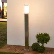 Lindby Pollerleuchte Lorian, 100 cm, nerjaveče jeklo, IP44, E27 - Sodobni - nerjaveče jeklo, belo
