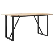 Vidaxl Jedilna miza O okvir 140x80x75,5 cm trdna borovina jeklo