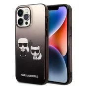 Karl Lagerfeld Karl Lagerfeld ovitek za iPhone 14 Pro Gradient Ikonik Karl & Choupette, črn