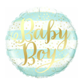 Folijski balon Baby Boy z zlatim napisom, 45 cm