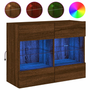 MAISON CHIC Stenska TV omarica - TV stojalo - Televizijska omarica z LED lučkami rjavi hrast 78,5x30x60,5 cm, (21701609)